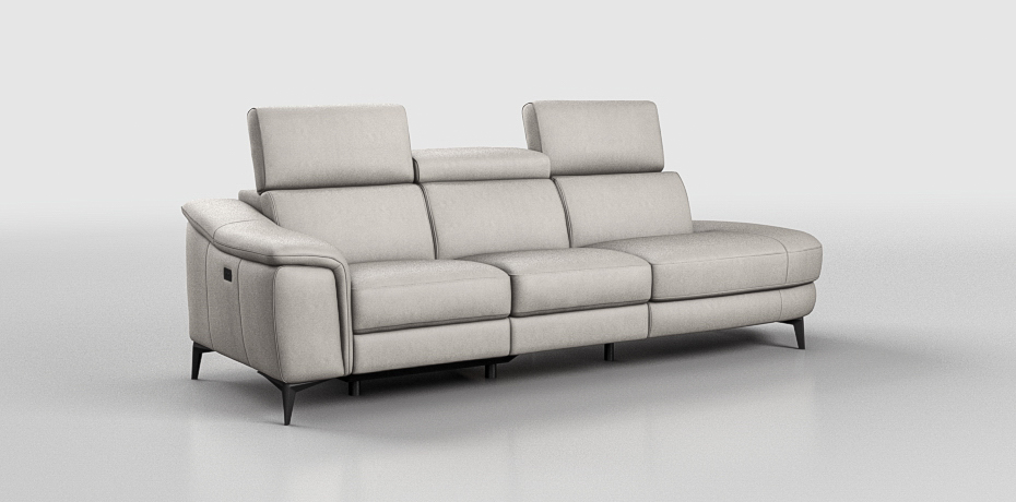 Calbano - large linear sofa with 1 electric recliner